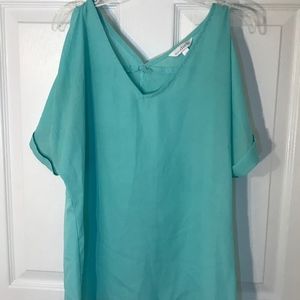 Teal short sleeve blouse
